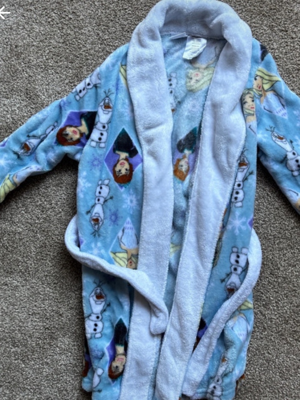 Disney Light Blue Frozen Plush Robe with Character Print Olaf Anna girls size 6